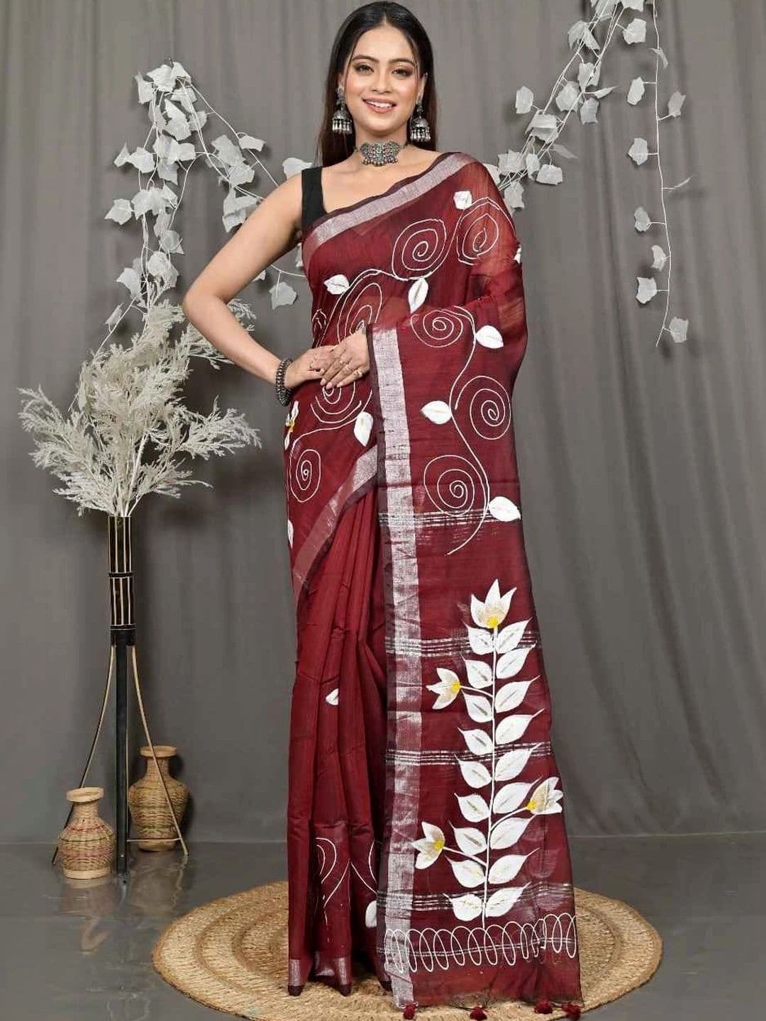 RoyBoni Floral Pure Cotton Taant Saree - view 1