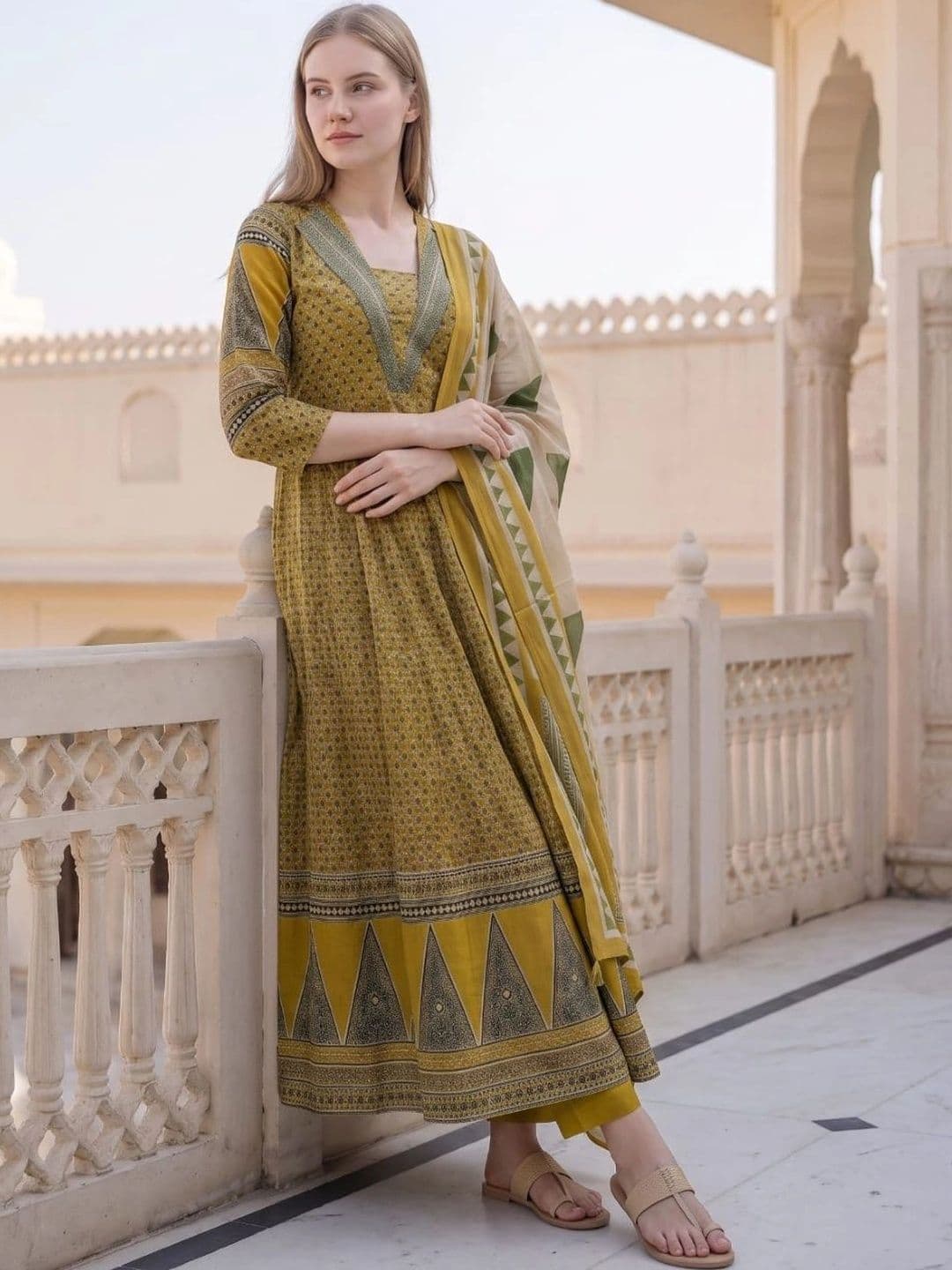 Laasika Women Ethnic Motifs Printed Regular Kurta with Trousers & With Dupatta thumbnail 2