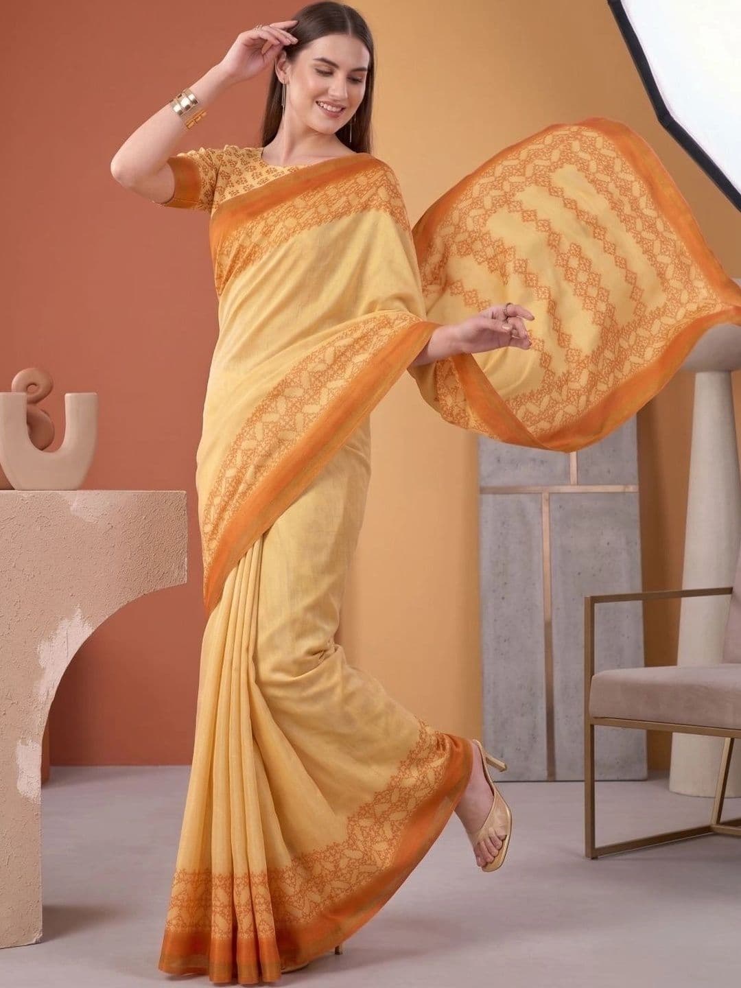 BORAD FASHION Designer Chanderi Saree thumbnail 4