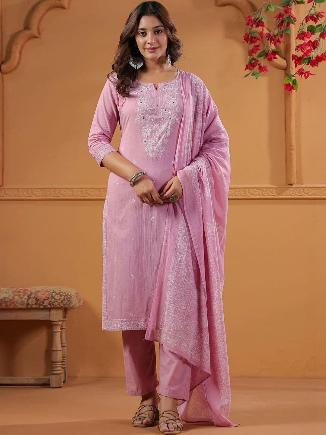 Misaina Women Ethnic Motifs  Pure Cotton Kurta with Trousers & With Dupatta - view 1