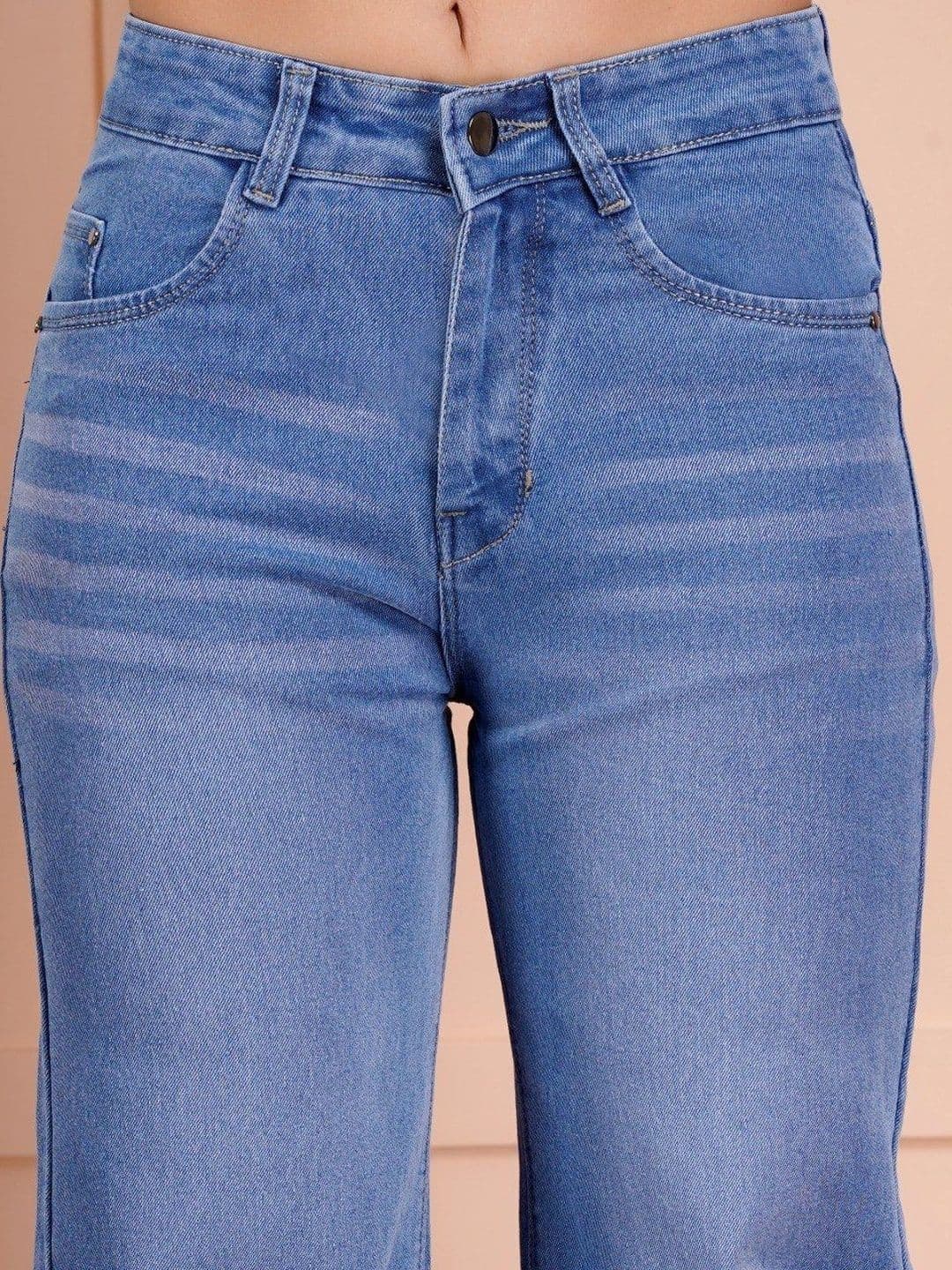 P.X.5 Women Classic Wide Leg High-Rise Light Fade Stretchable Jeans thumbnail 5