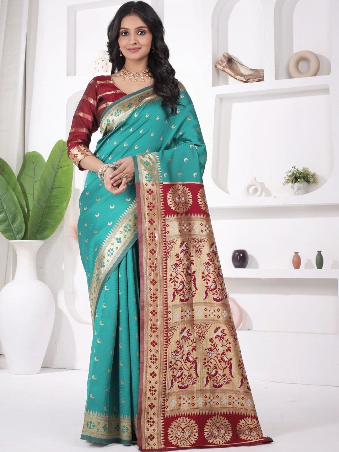 revika Woven Design Zari Art Silk Designer Kanjeevaram Saree - view 1