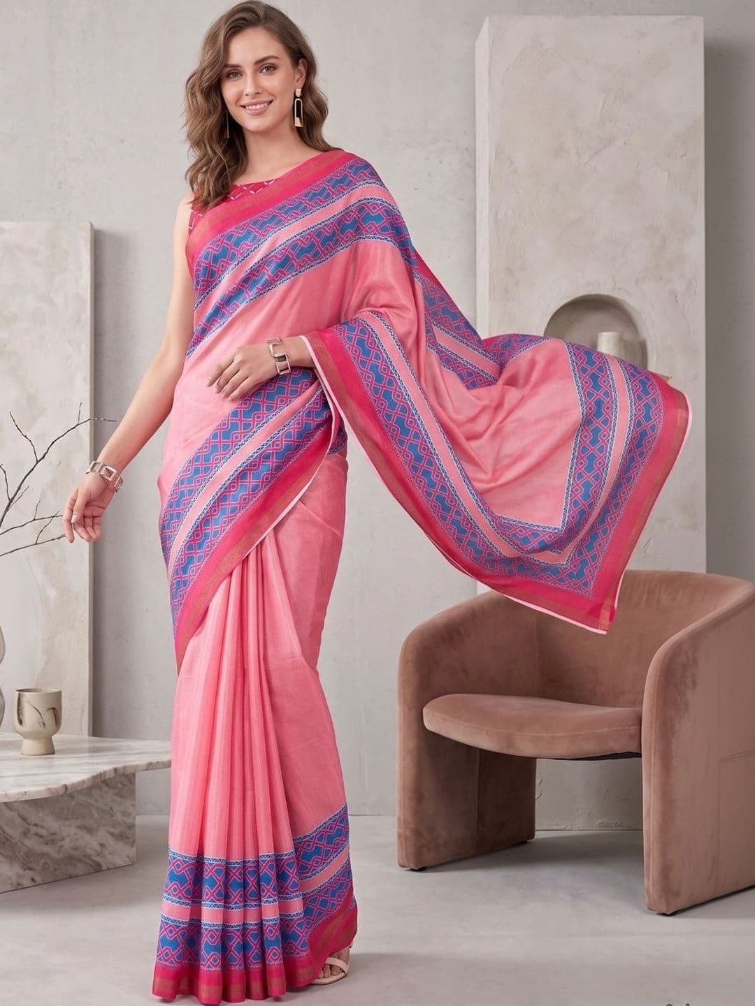 BORAD FASHION Designer Chanderi Saree - view 1