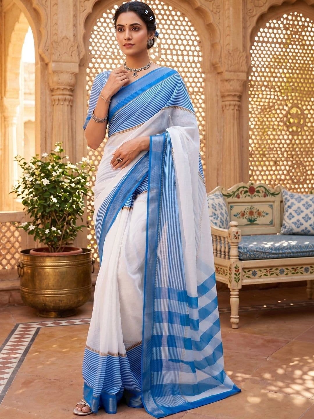 BORAD FASHION Designer Chanderi Saree - view 1