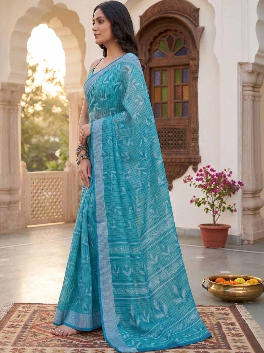 BORAD FASHION Striped Designer Chanderi Saree - view 1