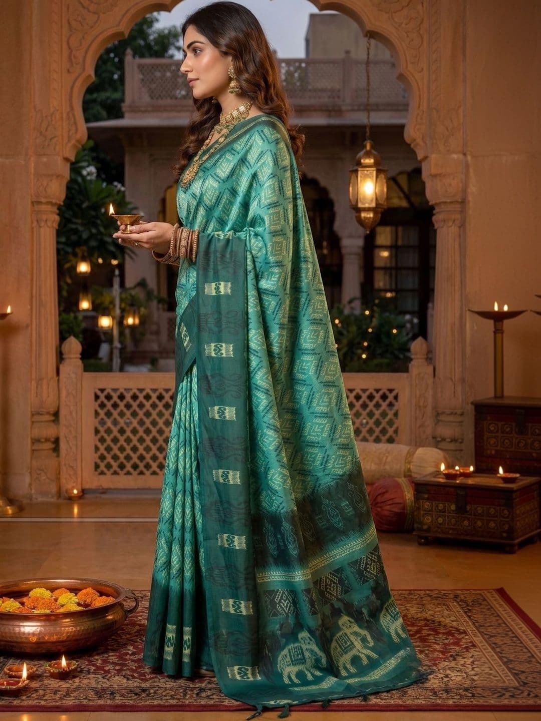 BORAD FASHION Designer Chanderi Saree thumbnail 3