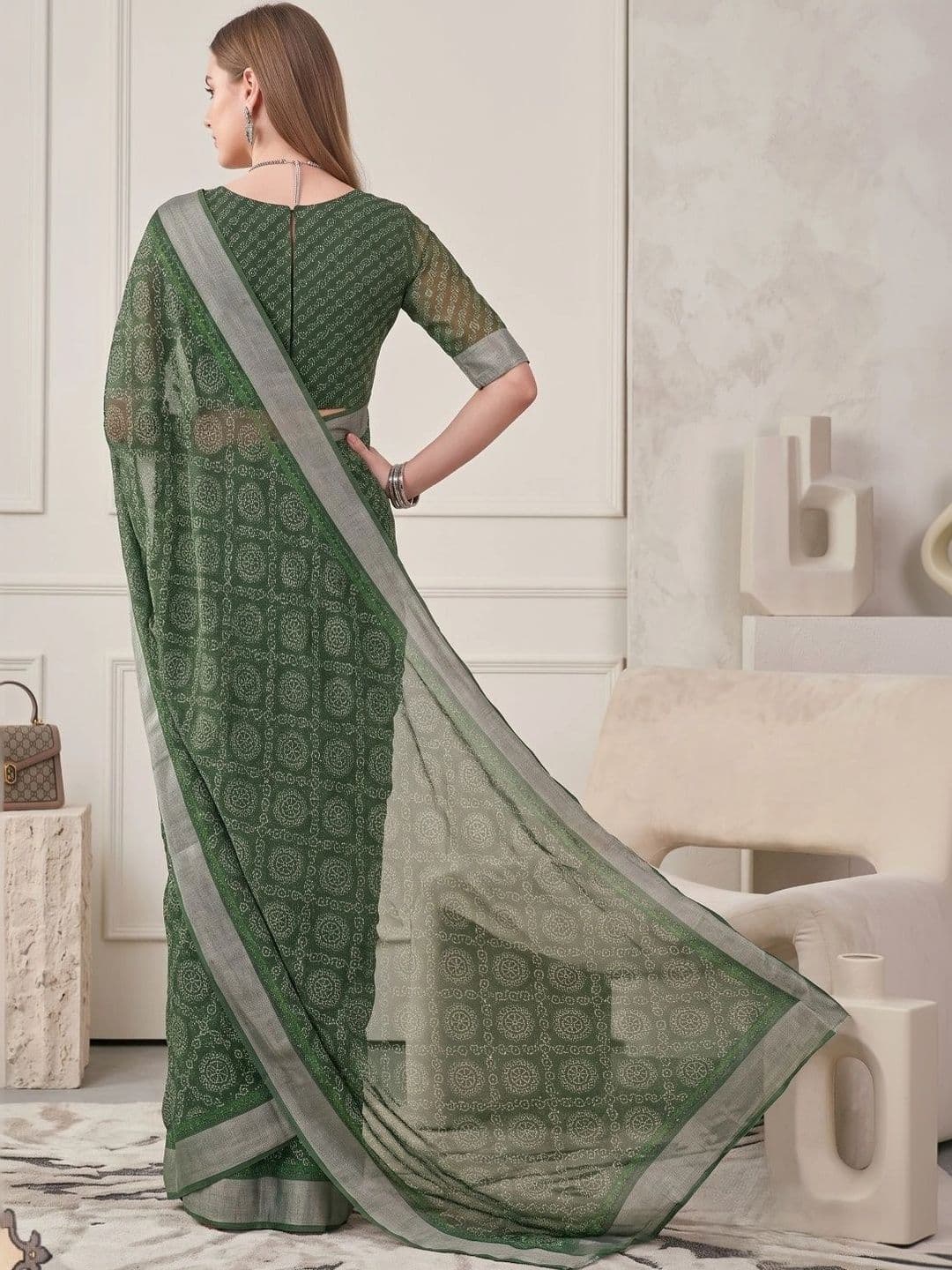 BORAD FASHION Bandhani Designer Chanderi Saree thumbnail 2