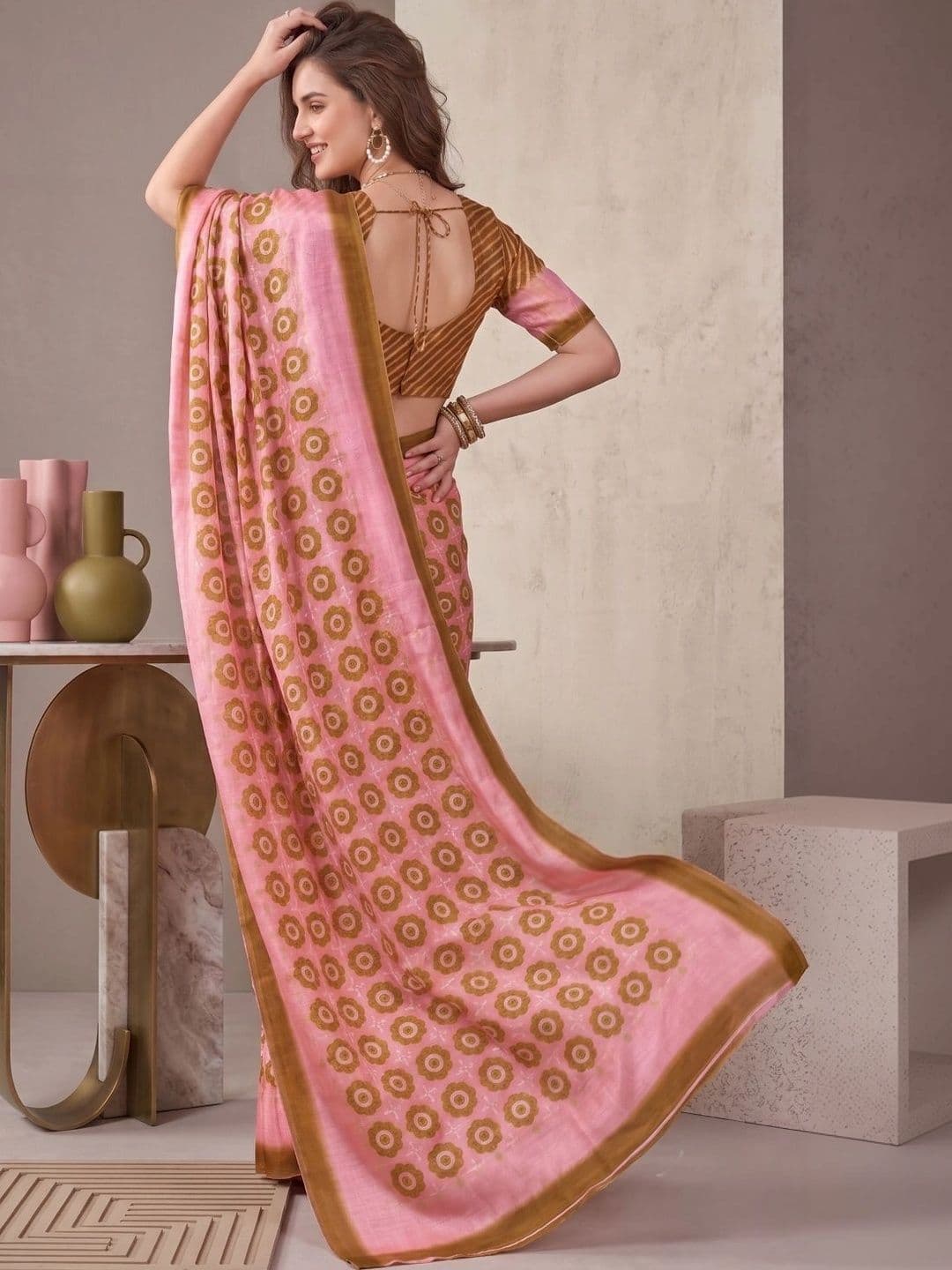 BORAD FASHION Women Designer Chanderi Saree thumbnail 2