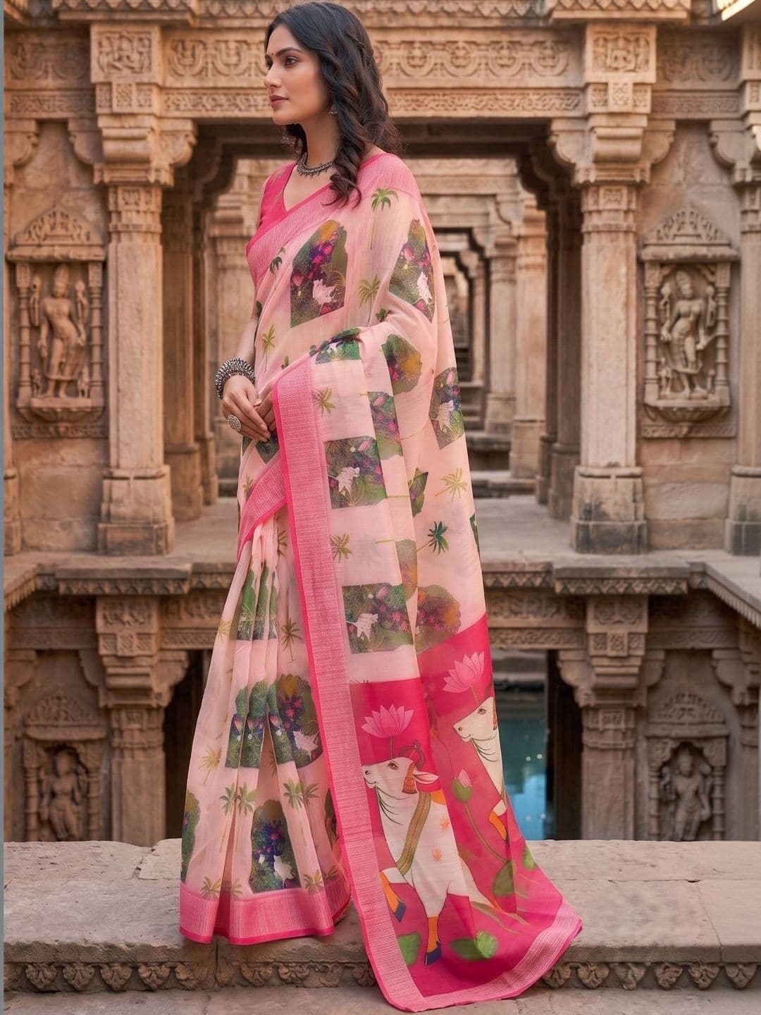 BORAD FASHION Women Designer Chanderi Saree thumbnail 4