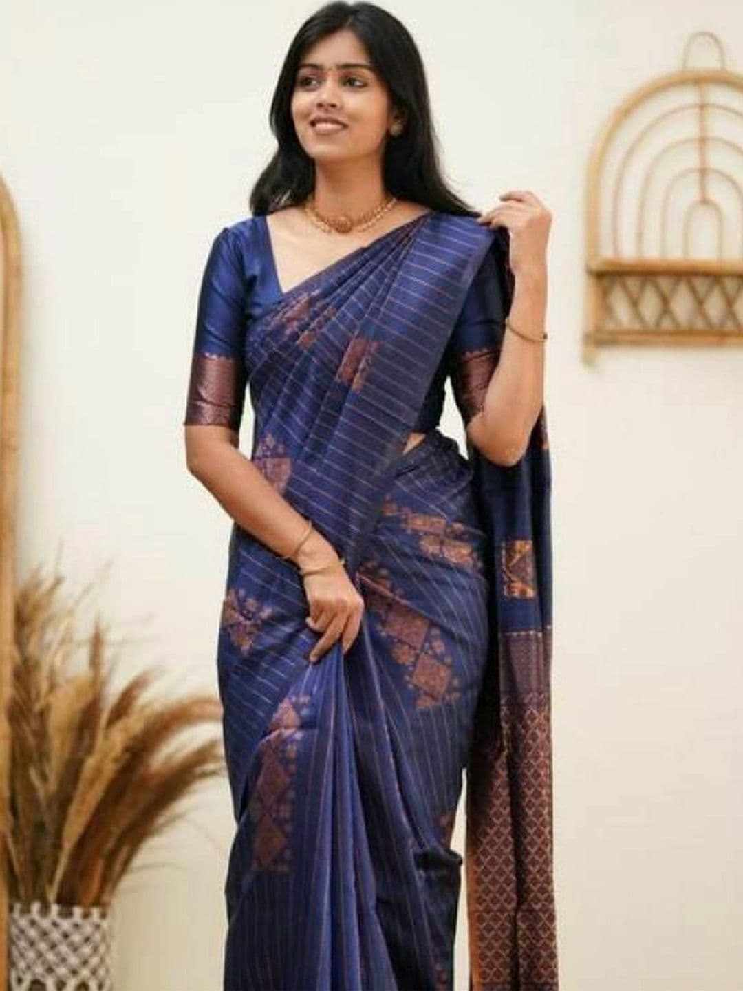 revika Striped Zari Art Silk Designer Kanjeevaram Saree - view 1