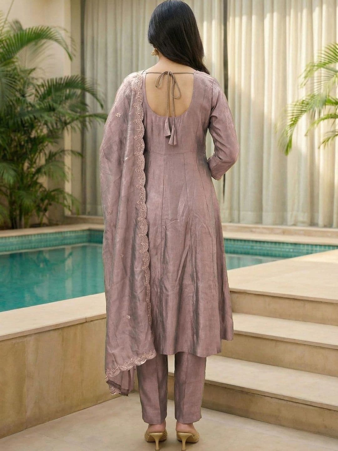 all about you Women Ethnic Motifs Embroidered Regular Thread Work Kurta with Trousers & With Dupatta thumbnail 3