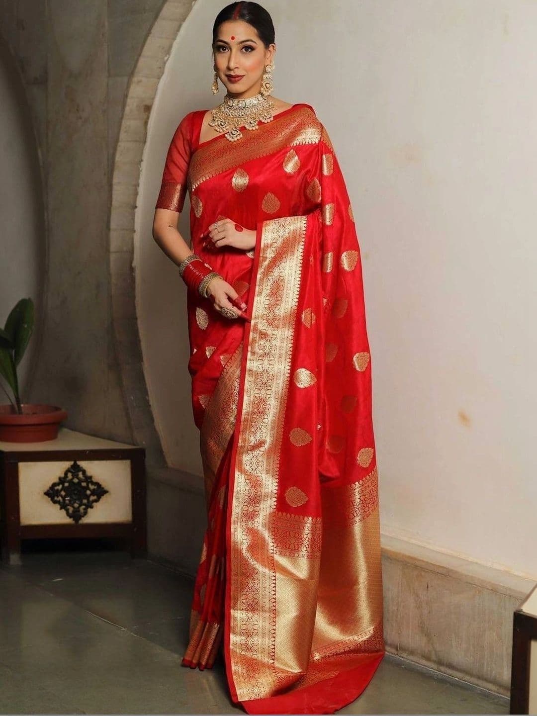 revika Woven Design Zari Art Silk Designer Kanjeevaram Saree thumbnail 7