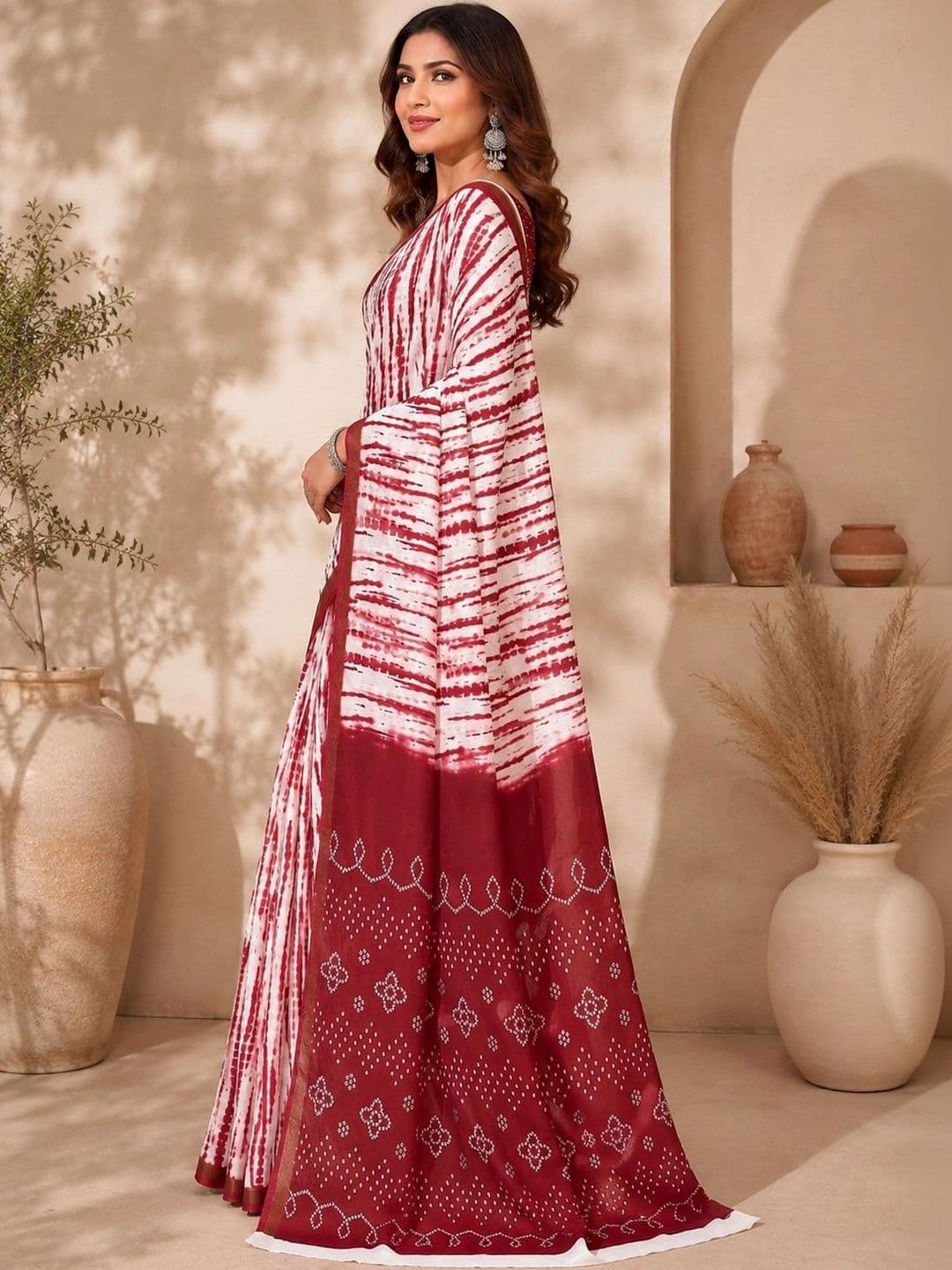 BORAD FASHION Tie and Dye Designer Chanderi Saree thumbnail 3