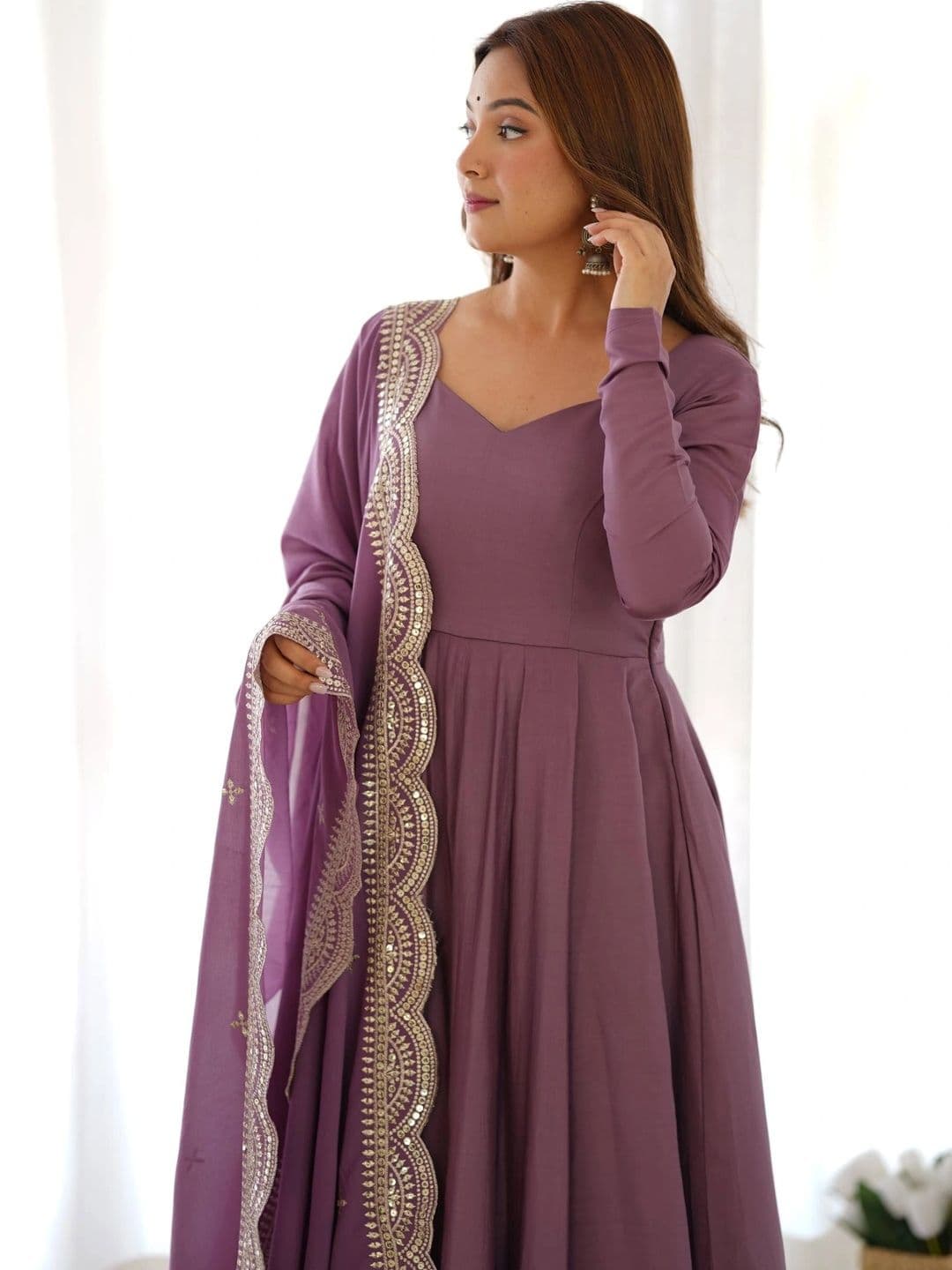 SAJAVAT ETHENIC WEAR Women Regular Chanderi Silk Kurta with Pyjamas & With Dupatta thumbnail 5