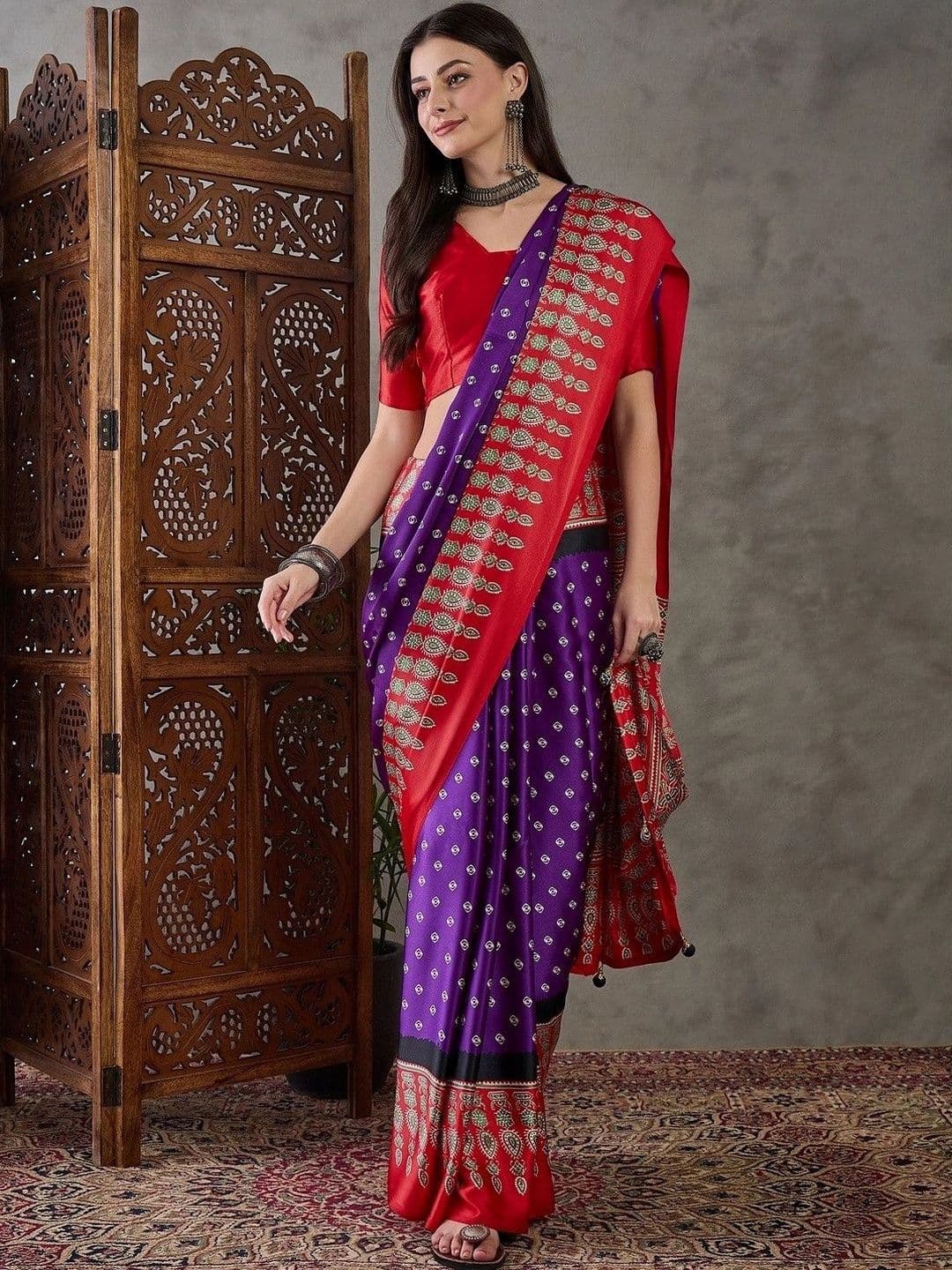 NKV Floral Mirror Work Silk Blend Heavy Work Mysore Silk Saree - view 1