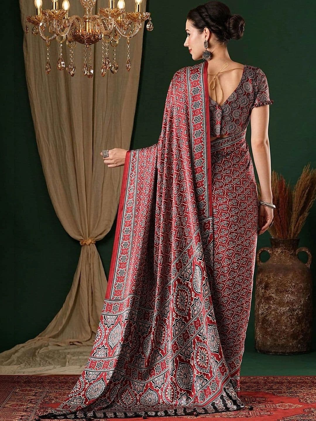 KALINI Mirror Work Silk Blend Heavy Work Mysore Silk Saree thumbnail 2
