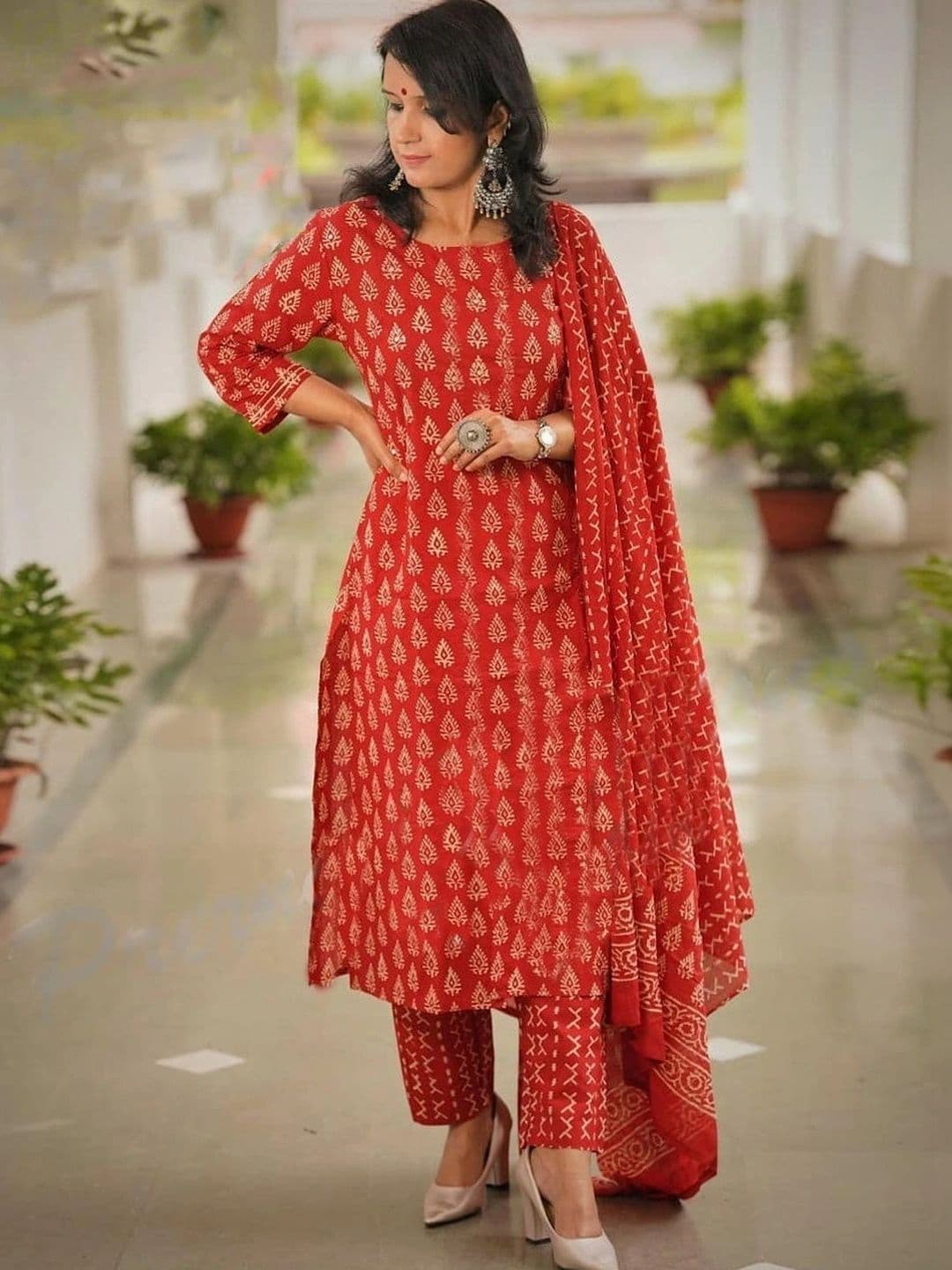all about you Women Ethnic Motifs Printed Regular Kurta with Trousers & With Dupatta - view 1