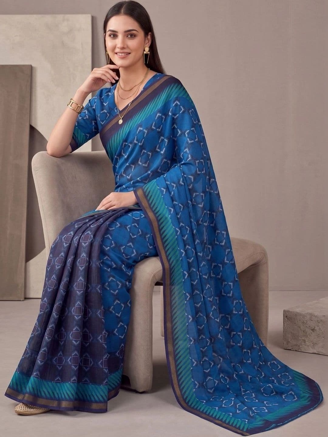 BORAD FASHION Designer Chanderi Saree thumbnail 3