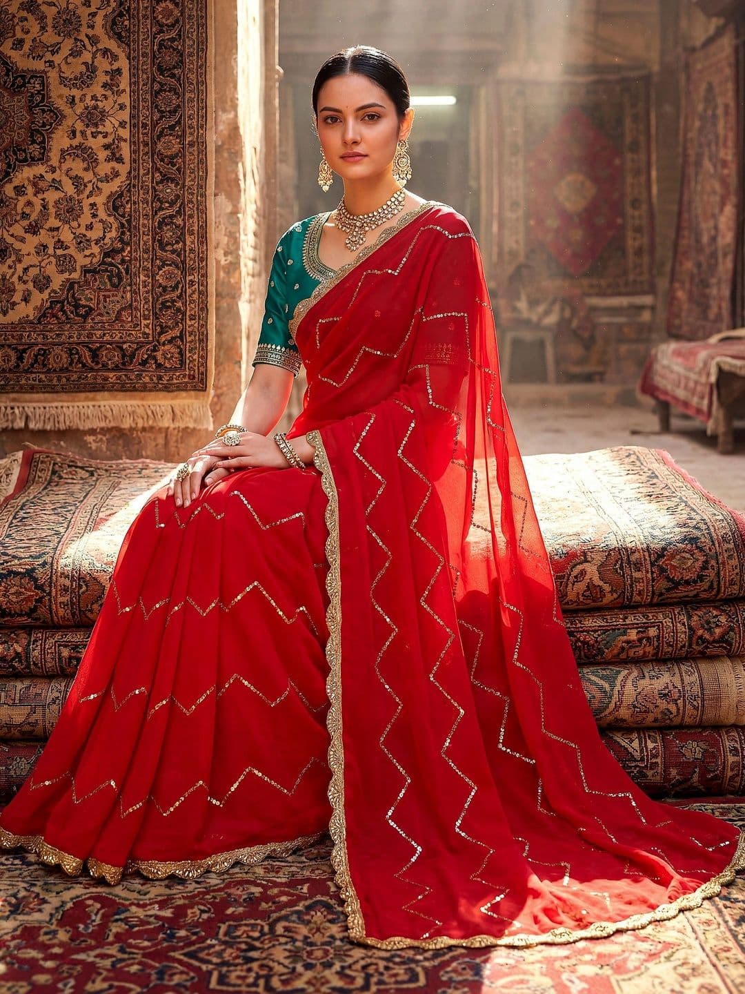 Sangria Embellished Embroidered Pure Georgette Designer Saree thumbnail 5