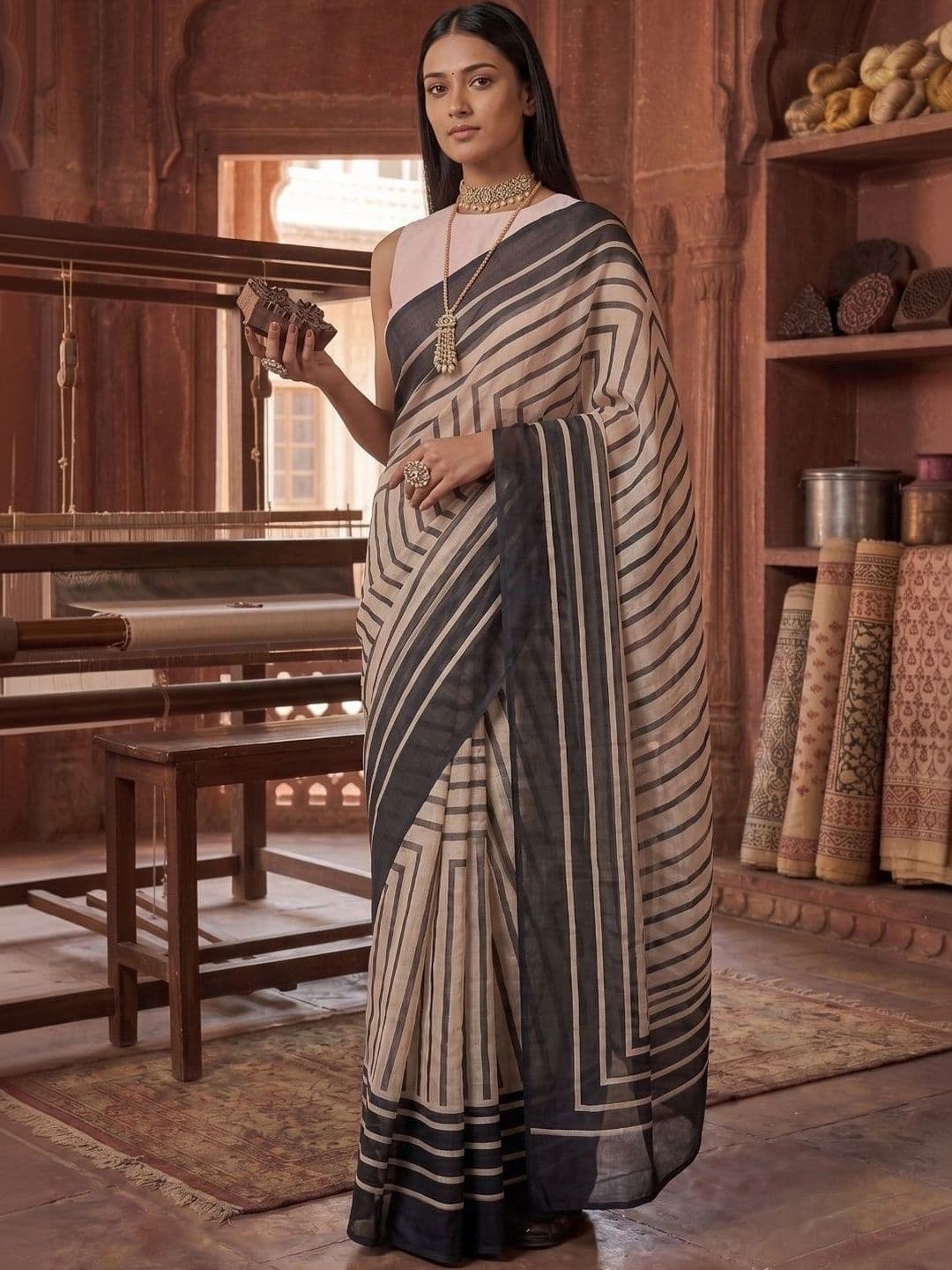 BORAD FASHION Designer Chanderi Saree thumbnail 2