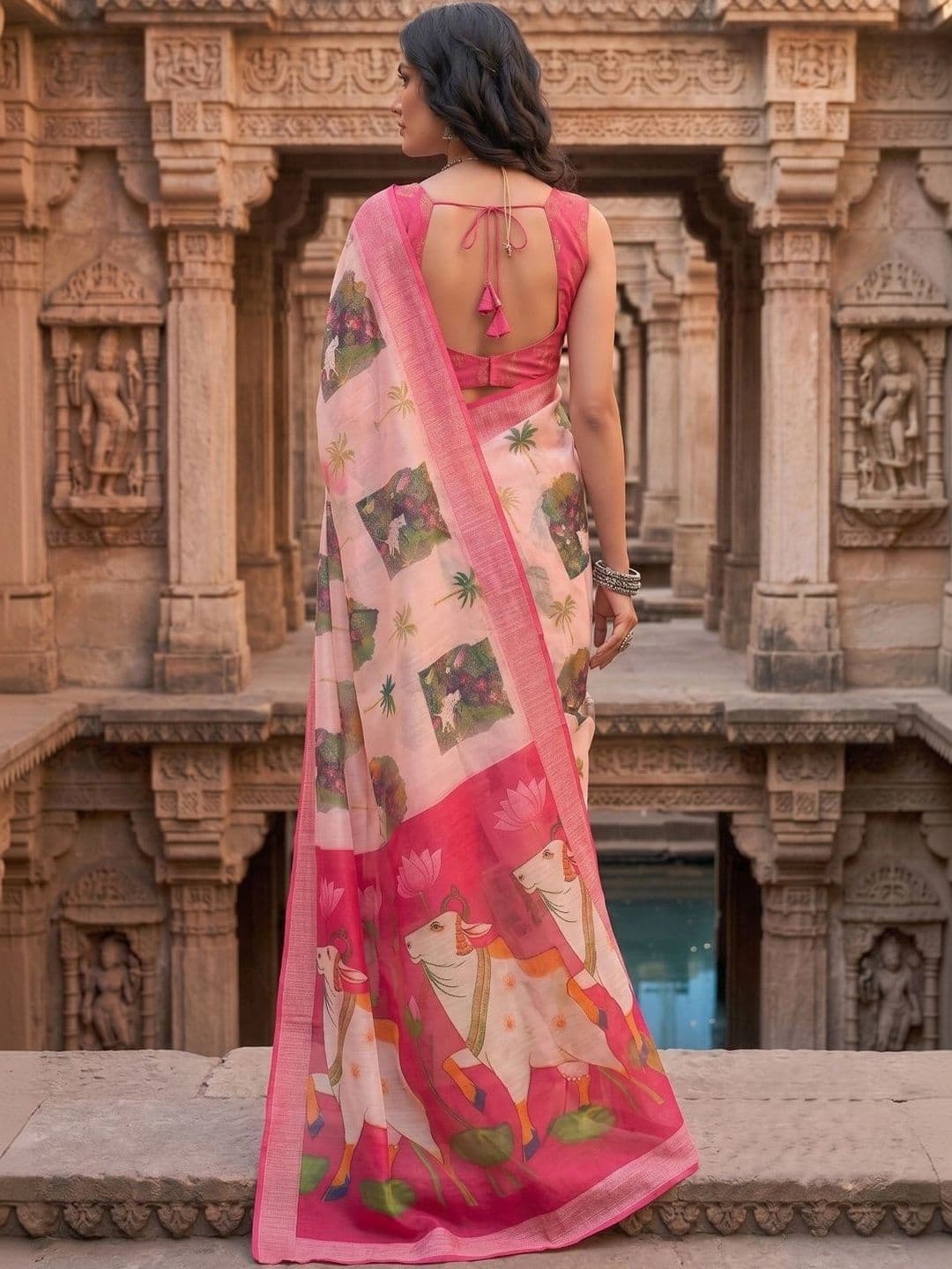 BORAD FASHION Women Designer Chanderi Saree thumbnail 2