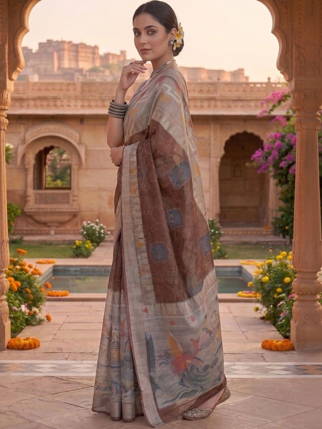 BORAD FASHION Designer Chanderi Saree thumbnail 3