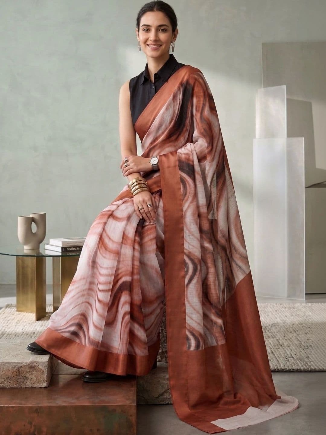 BORAD FASHION Designer Chanderi Saree - view 1