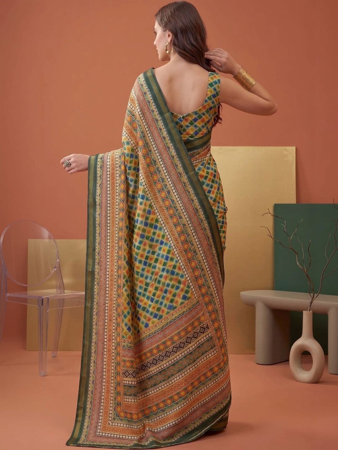 BORAD FASHION Bandhani Designer Chanderi Saree thumbnail 2