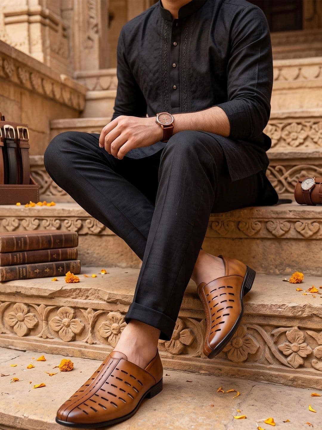 HikBi Men Ethnic Leather Shoe-Style Sandals thumbnail 5