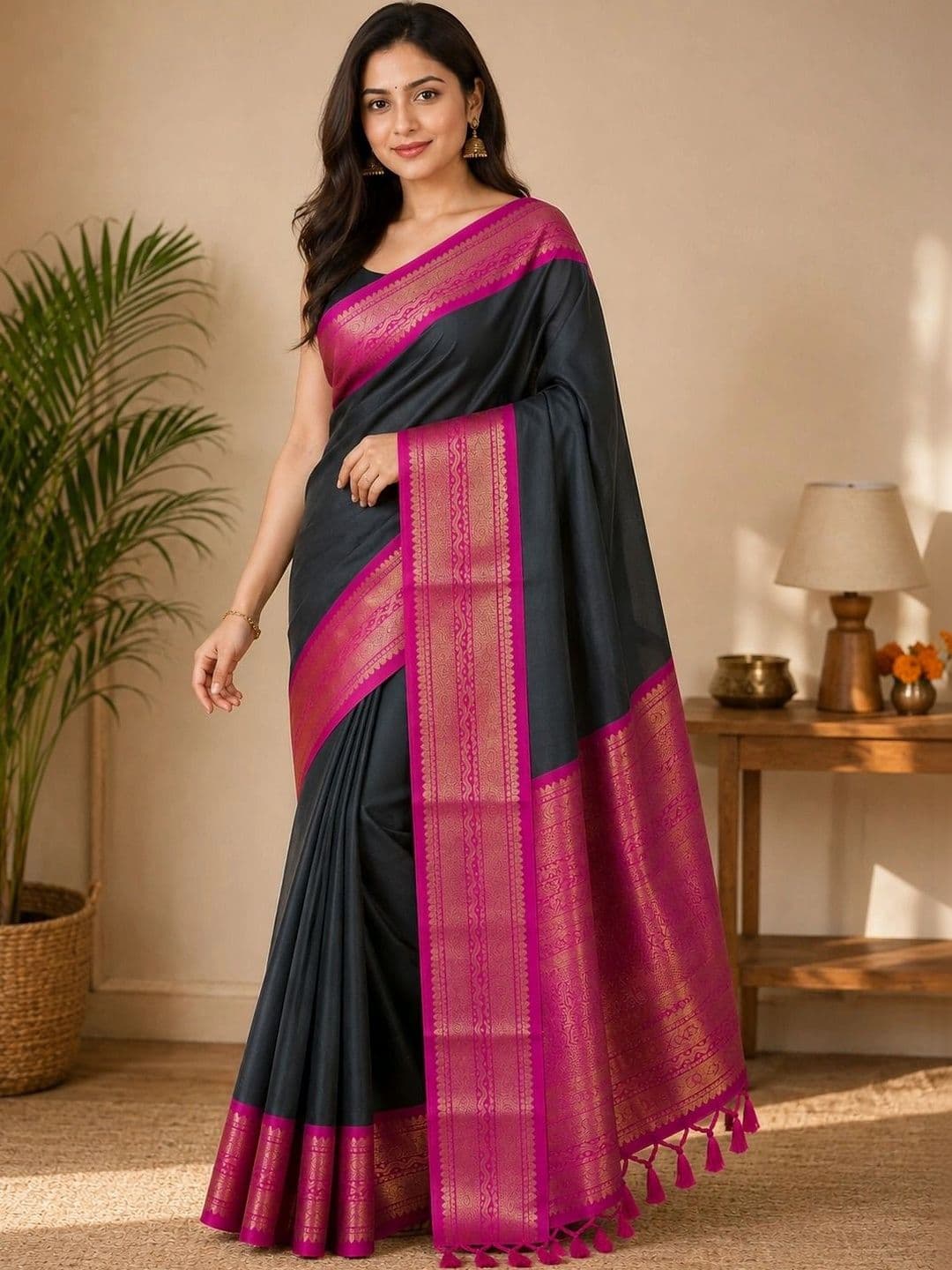SARKAR TEXTILES Zari Khadi Saree - view 1