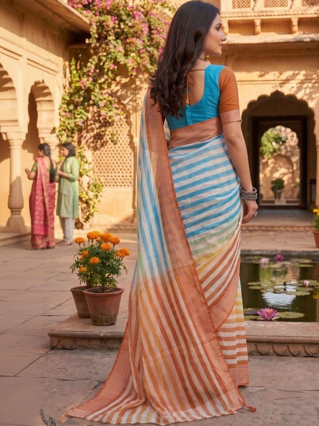 BORAD FASHION Ombre Designer Chanderi Saree thumbnail 3