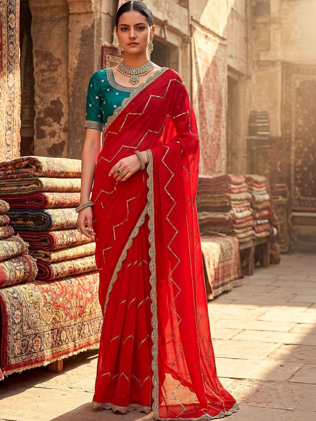Sangria Embellished Embroidered Pure Georgette Designer Saree thumbnail 3
