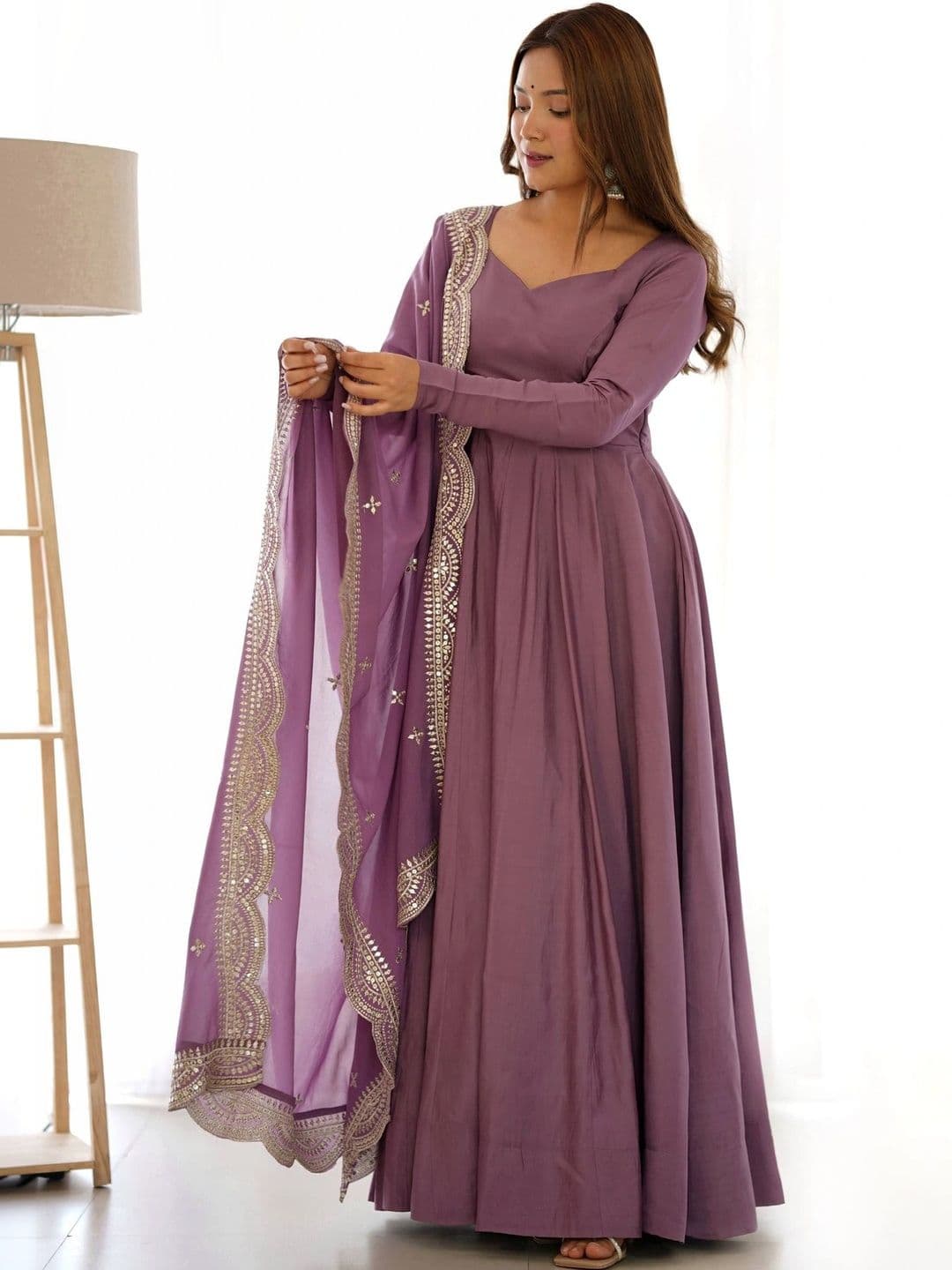 SAJAVAT ETHENIC WEAR Women Regular Chanderi Silk Kurta with Pyjamas & With Dupatta - view 1