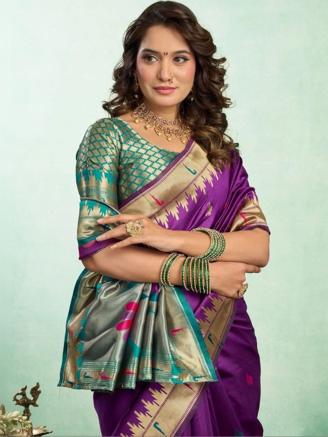 BORAD FASHION Woven Design Zari Silk Blend Designer Paithani Saree thumbnail 4