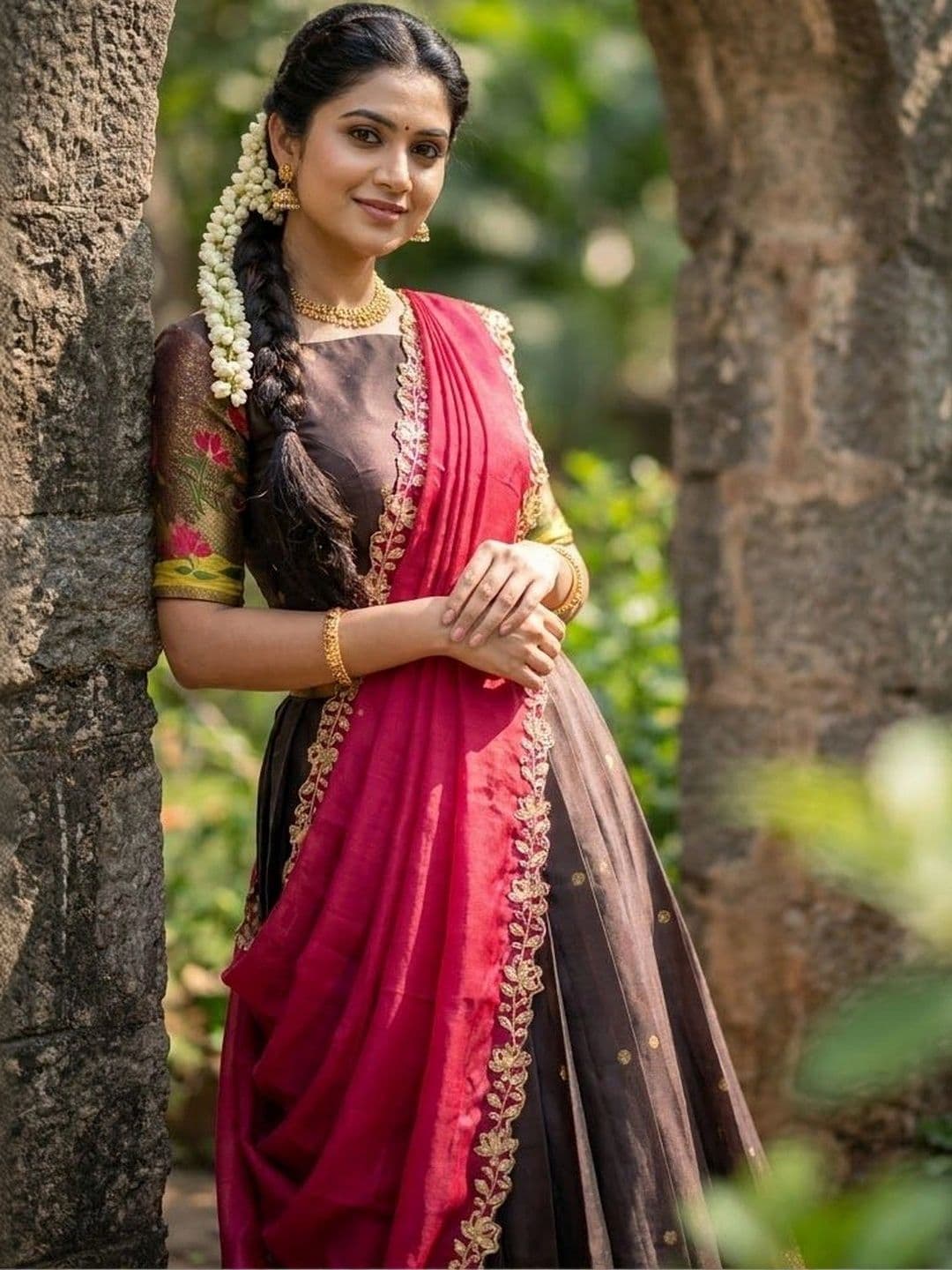 Fabcartz Embroidered Semi-Stitched Lehenga & Unstitched Blouse With Dupatta thumbnail 5