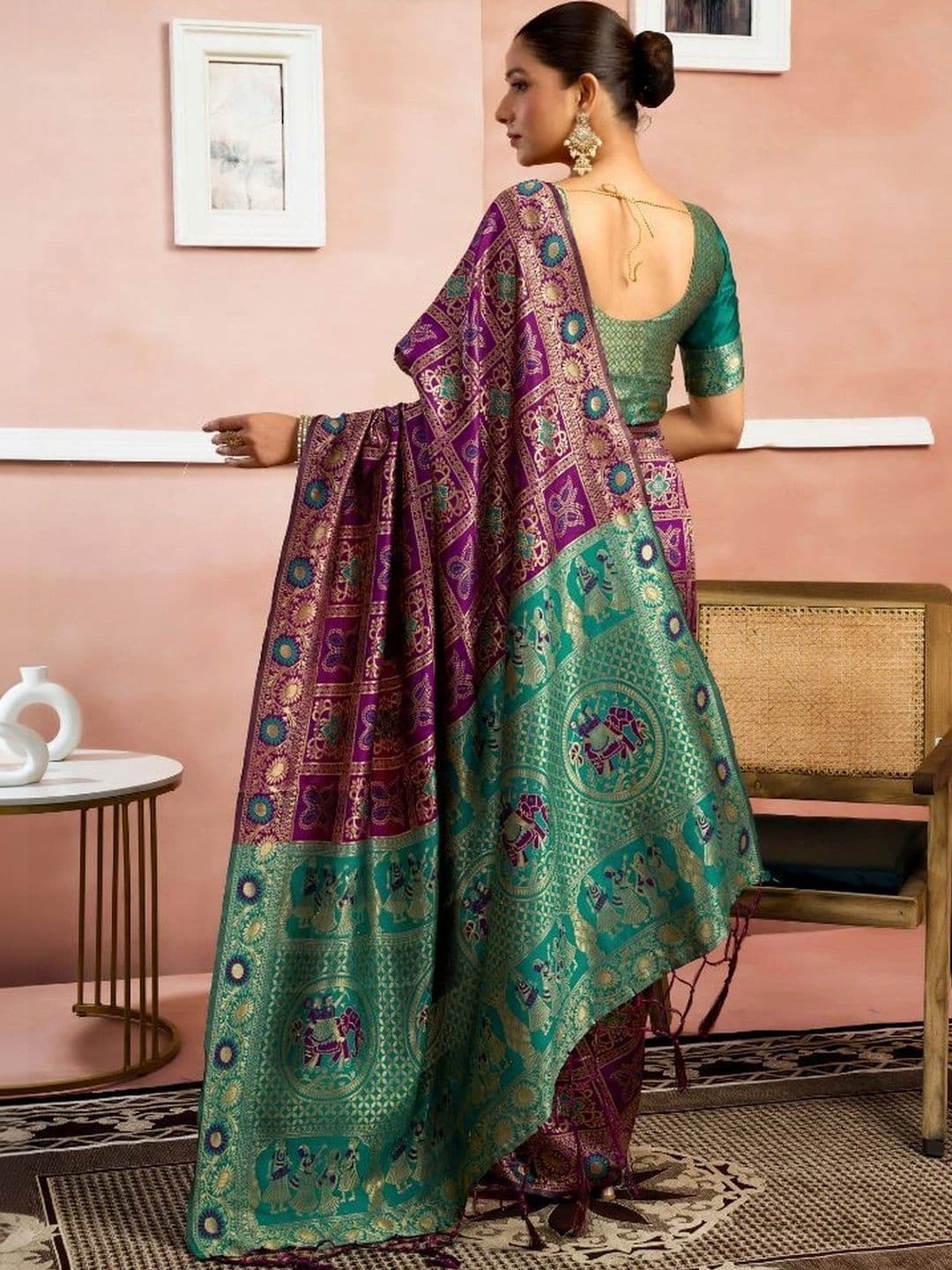 revika Woven Design Zari Art Silk Designer Kanjeevaram Saree thumbnail 3