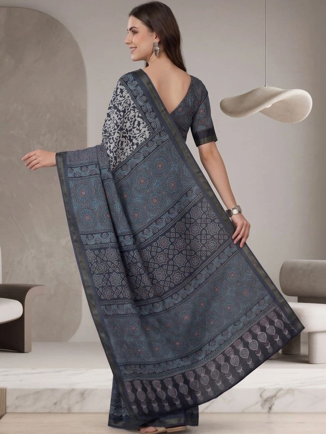 BORAD FASHION Women Designer Chanderi Saree thumbnail 4