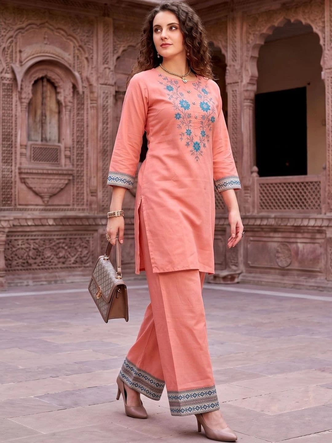 Laasika Women Floral Embroidered Tunic with Palazzos thumbnail 5