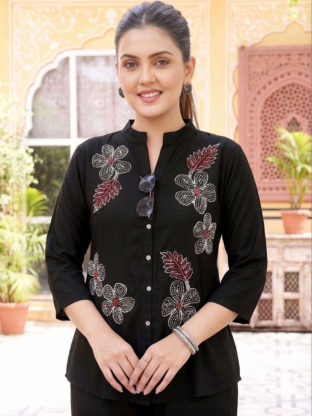 Milvia Floral Embroidered Top with Trousers thumbnail 5