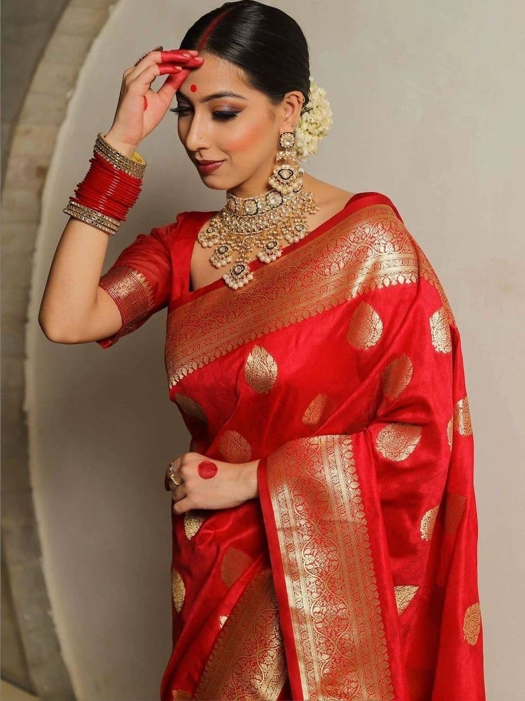 revika Woven Design Zari Art Silk Designer Kanjeevaram Saree thumbnail 3