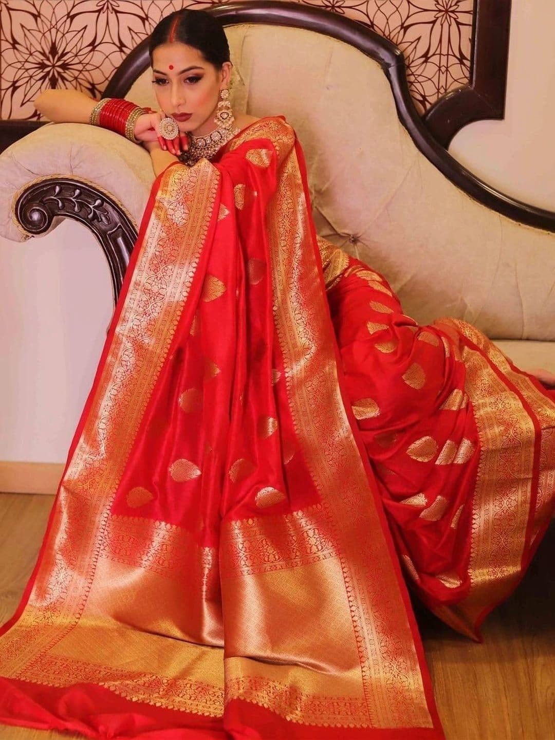 revika Woven Design Zari Art Silk Designer Kanjeevaram Saree thumbnail 2