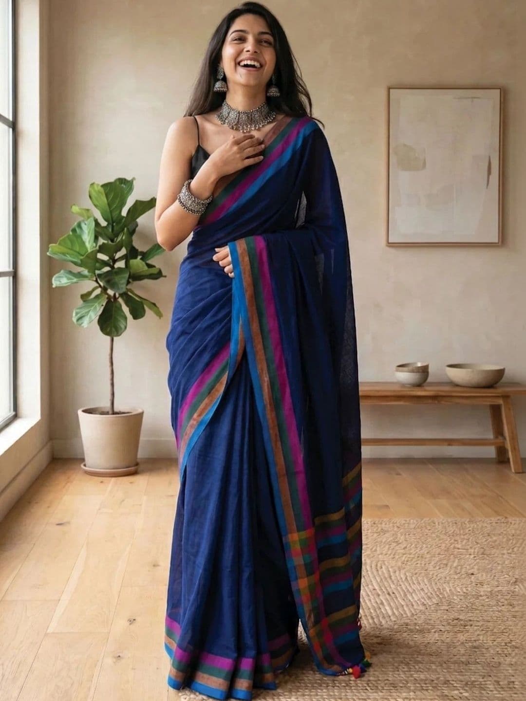 MRSWEARS Striped Saree - view 1
