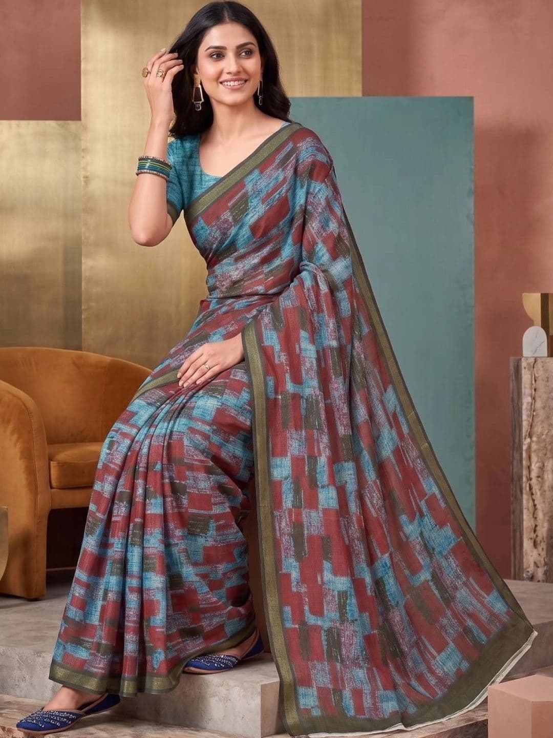 BORAD FASHION Designer Chanderi Saree thumbnail 4