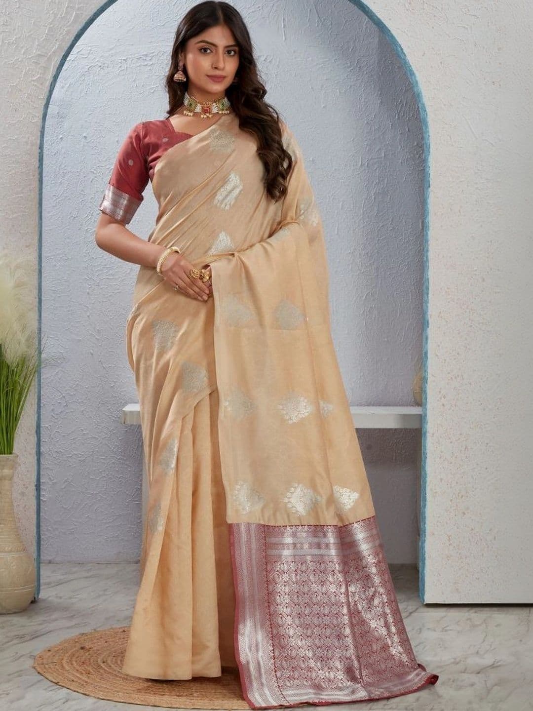 revika Woven Design Zari Art Silk Designer Kanjeevaram Saree thumbnail 4
