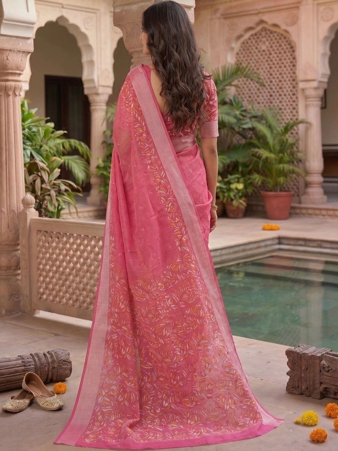 BORAD FASHION Floral Designer Chanderi Saree thumbnail 4
