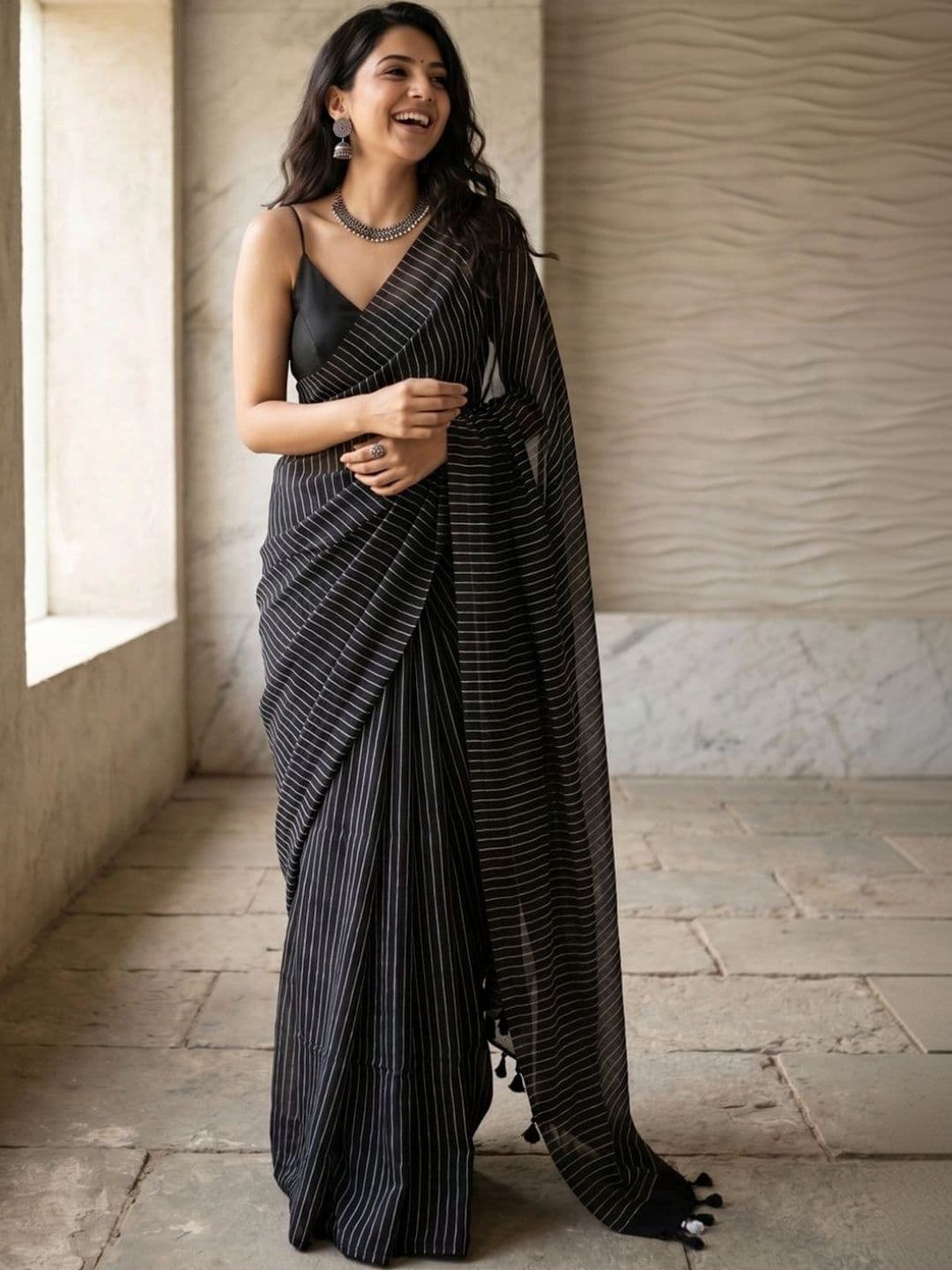 MRSWEARS Striped Saree - view 1