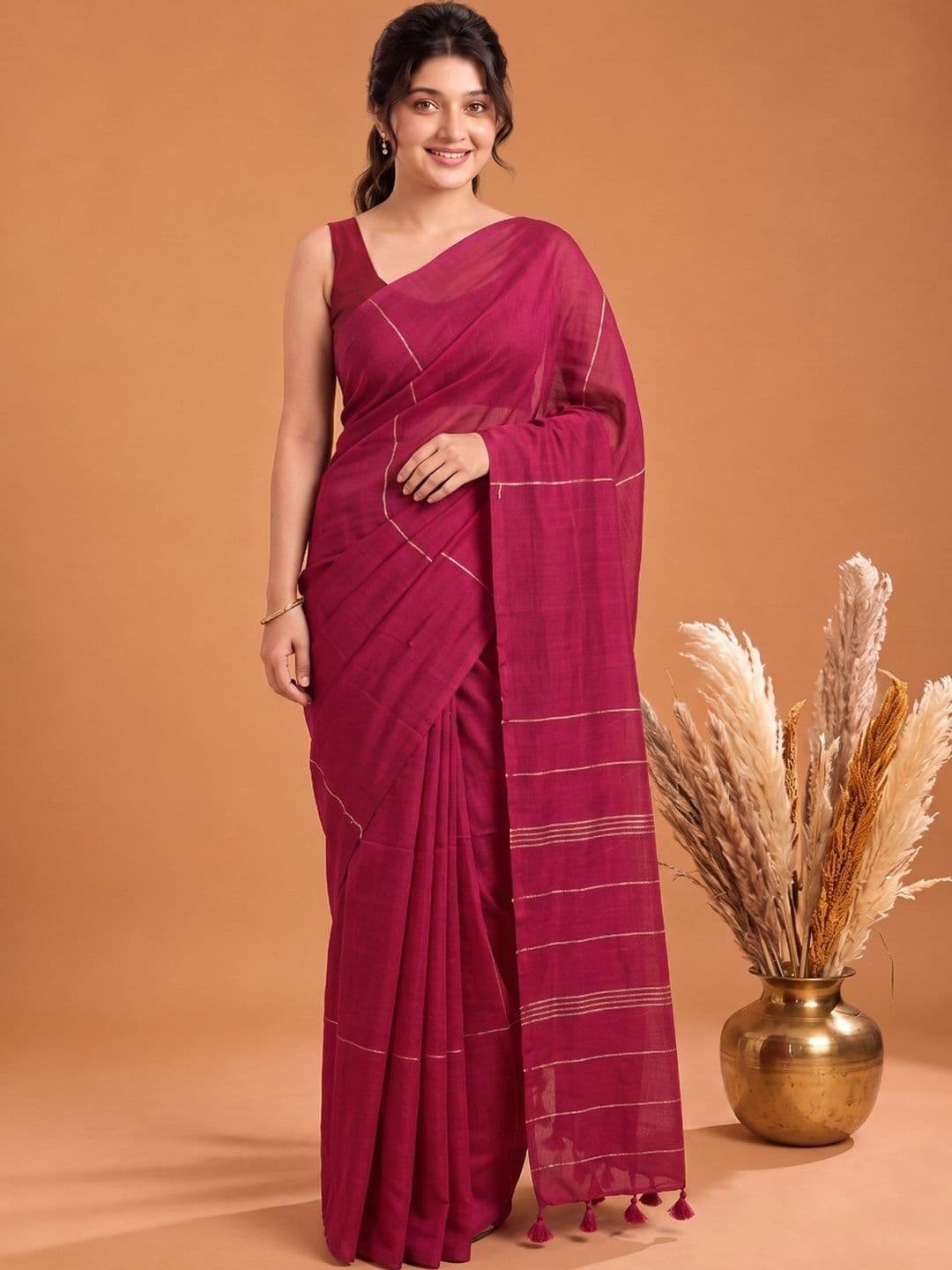 Aparna Striped Zari Pure Cotton Saree - view 1