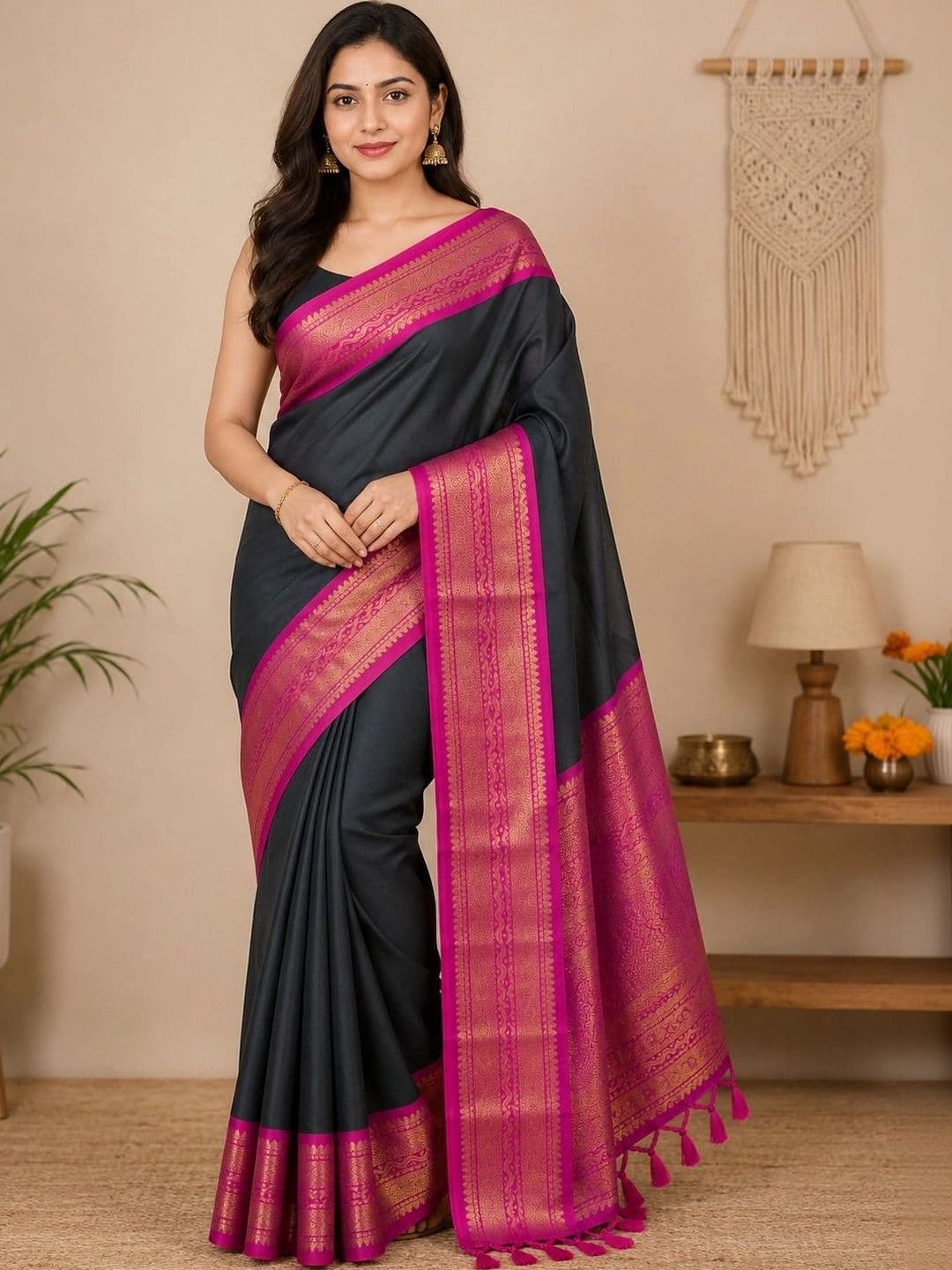 SARKAR TEXTILES Zari Khadi Saree thumbnail 4