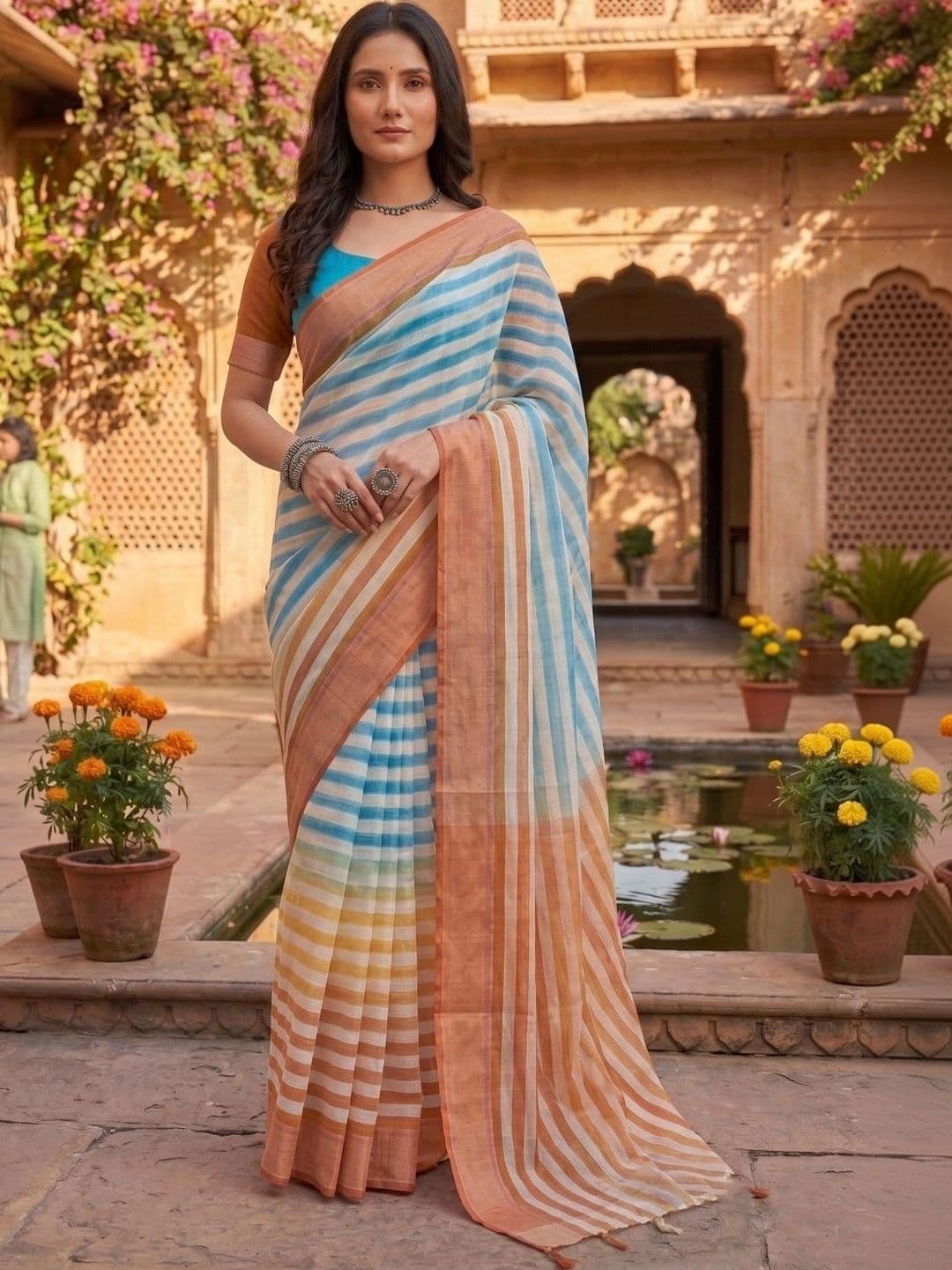 BORAD FASHION Ombre Designer Chanderi Saree thumbnail 2