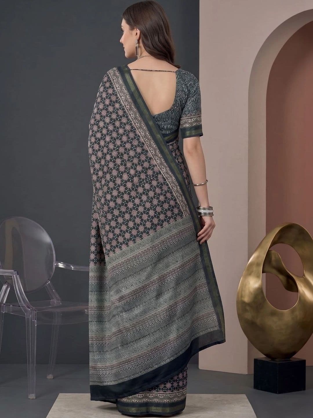 BORAD FASHION Women Designer Chanderi Saree thumbnail 3